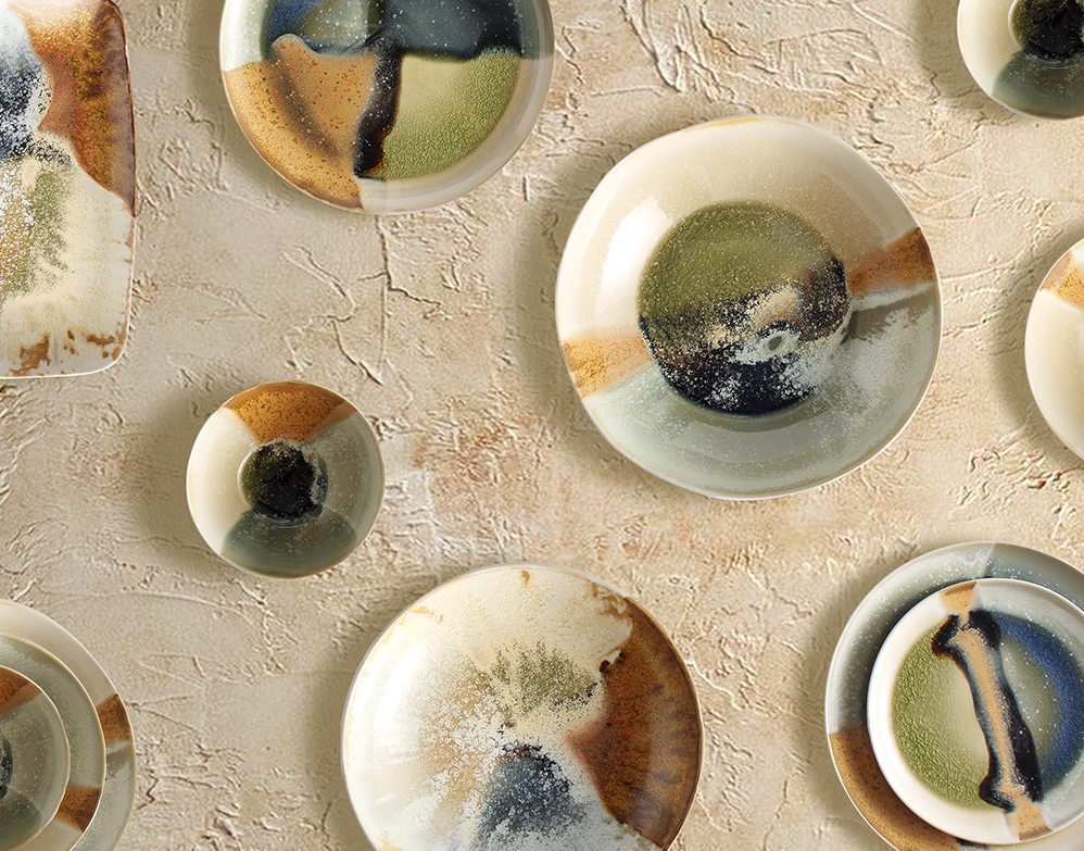 Ceramicium Tide and Dune Series ceramic dinnerware set – fluid lines and earthy glazes inspired by waves and desert